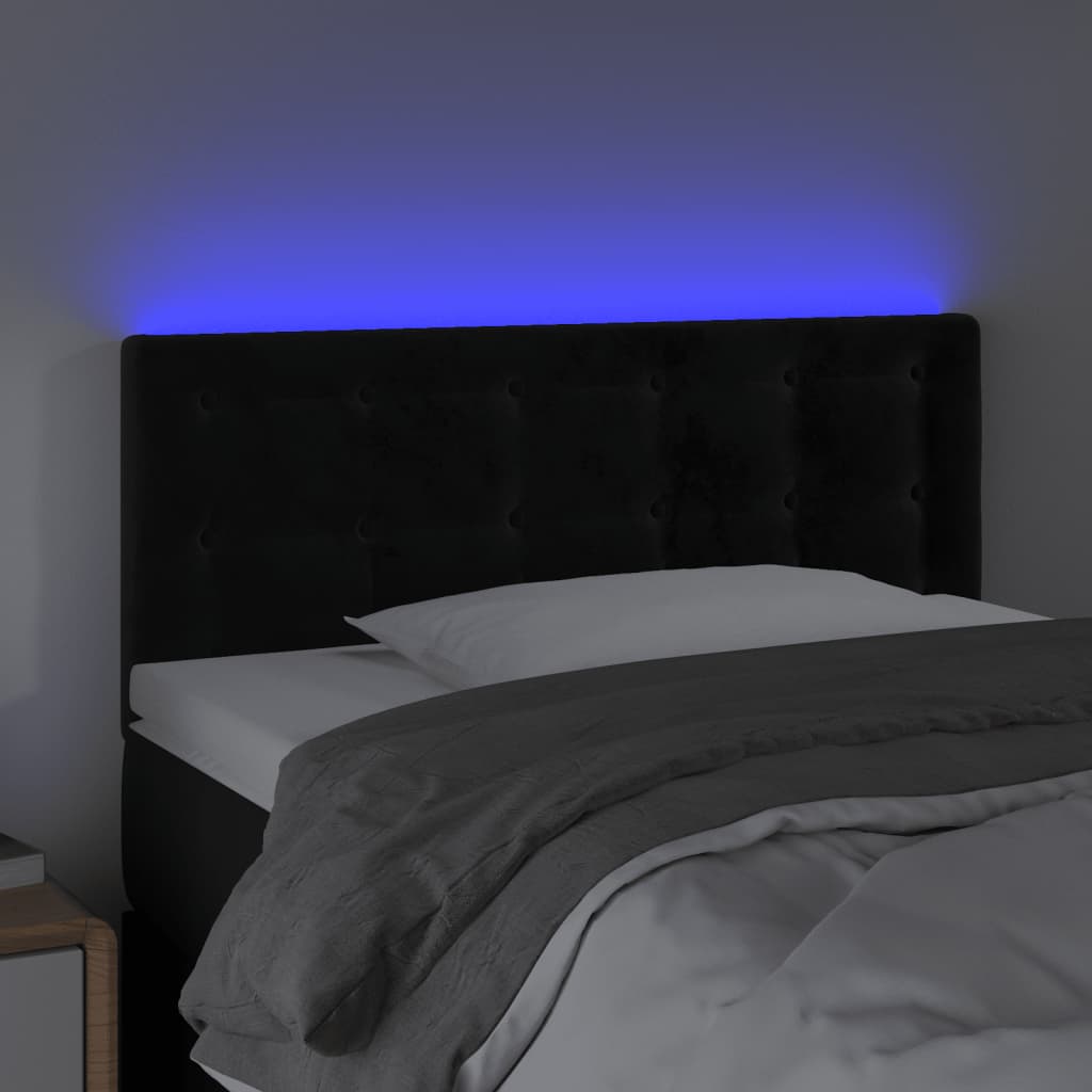 Hoofdbord LED 80x5x78/88 cm fluweel zwart is nu te koop bij PeponiXL, paradijselijk wonen!