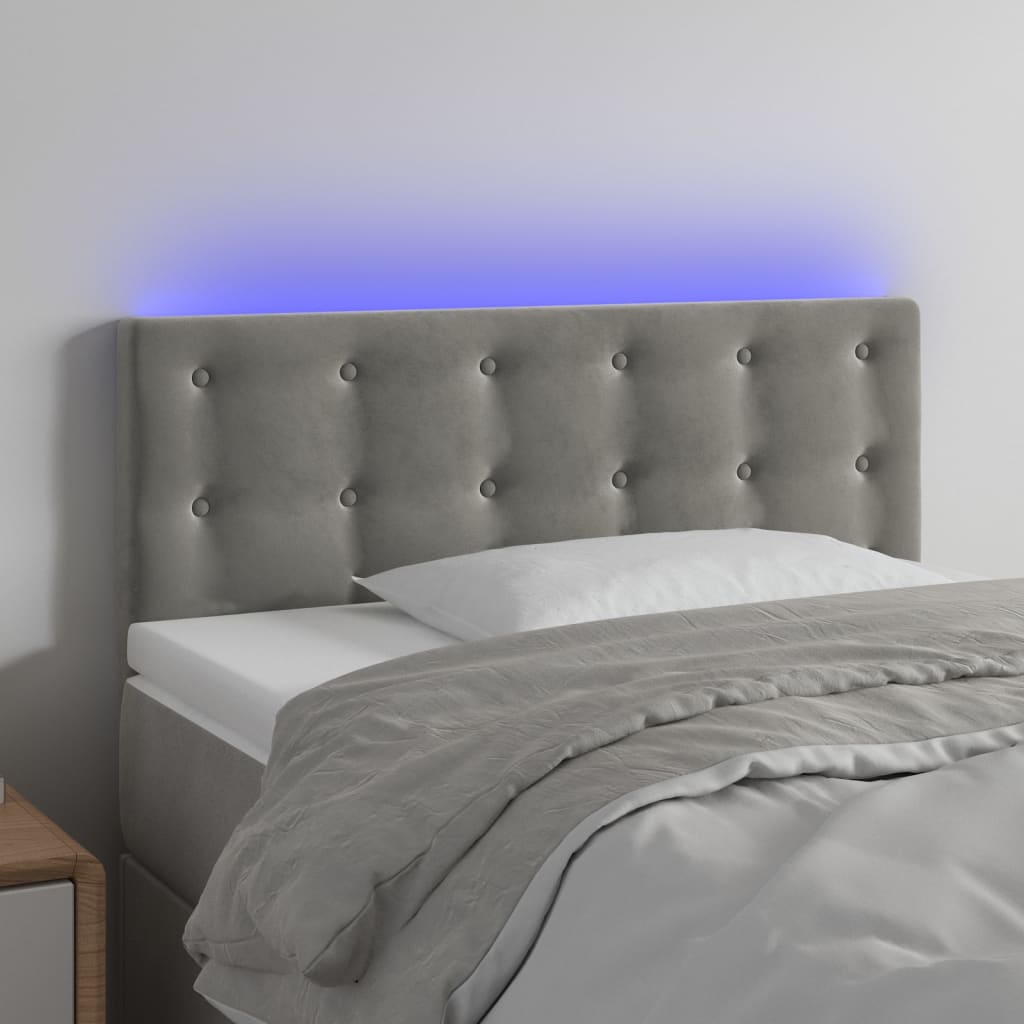 Hoofdbord LED 90x5x78/88 cm fluweel lichtgrijs is nu te koop bij PeponiXL, paradijselijk wonen!