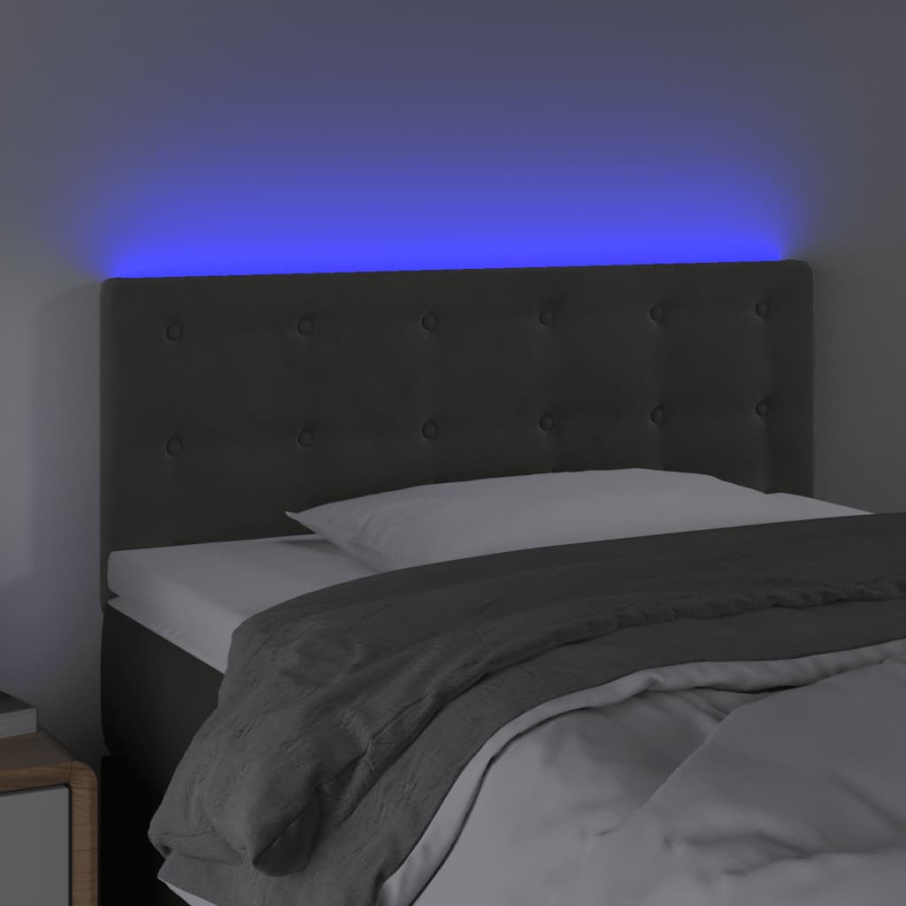 Hoofdbord LED 90x5x78/88 cm fluweel donkergrijs is nu te koop bij PeponiXL, paradijselijk wonen!