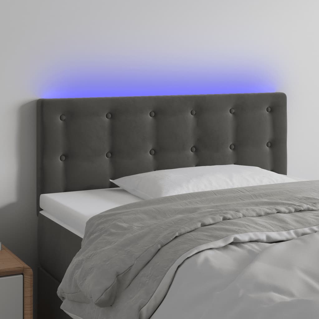 Hoofdbord LED 90x5x78/88 cm fluweel donkergrijs is nu te koop bij PeponiXL, paradijselijk wonen!