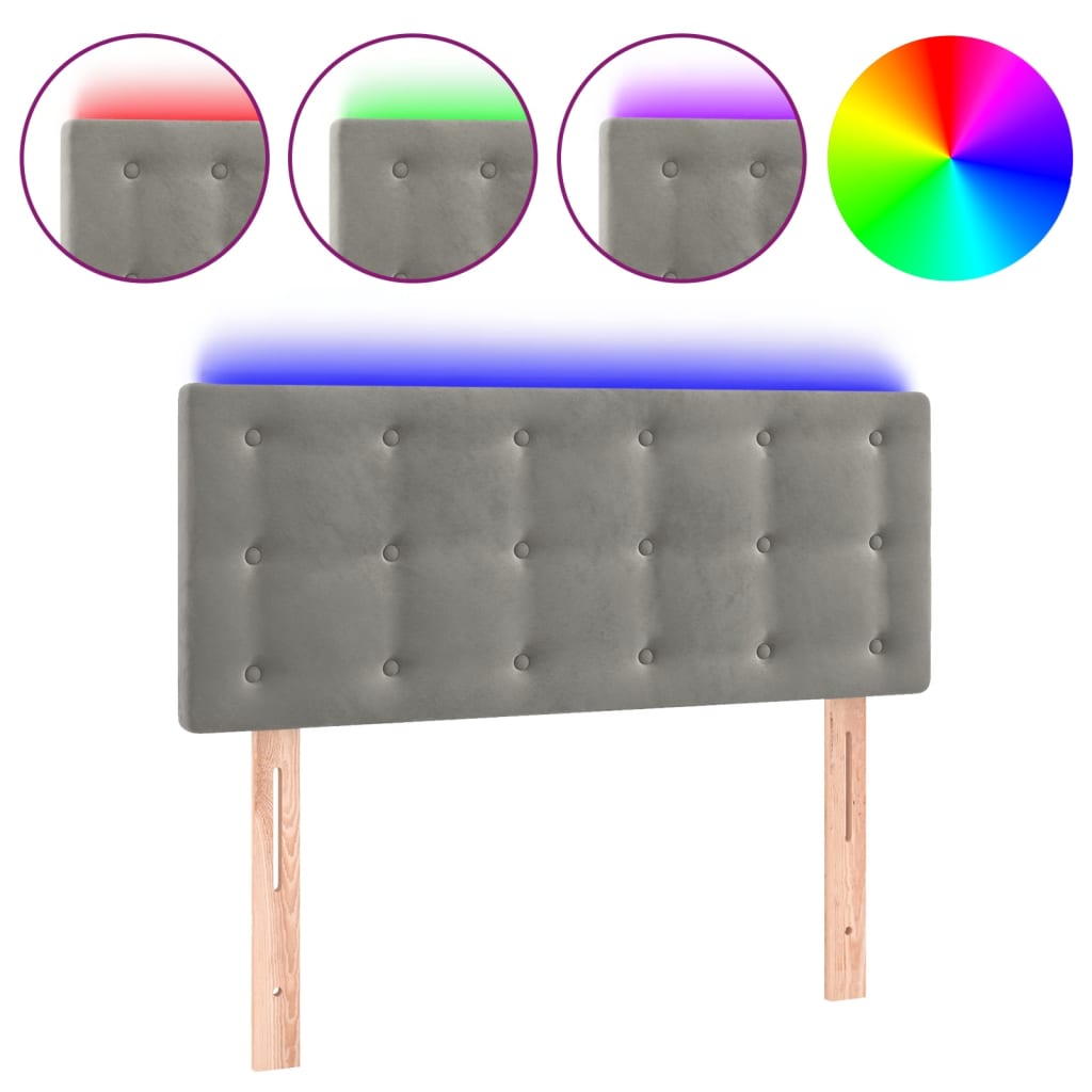 Hoofdbord LED 100x5x78/88 cm fluweel lichtgrijs is nu te koop bij PeponiXL, paradijselijk wonen!