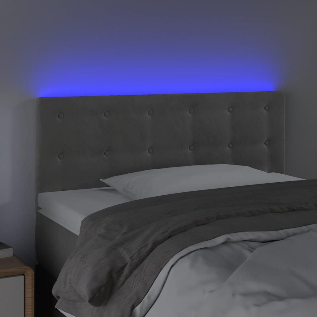 Hoofdbord LED 100x5x78/88 cm fluweel lichtgrijs is nu te koop bij PeponiXL, paradijselijk wonen!