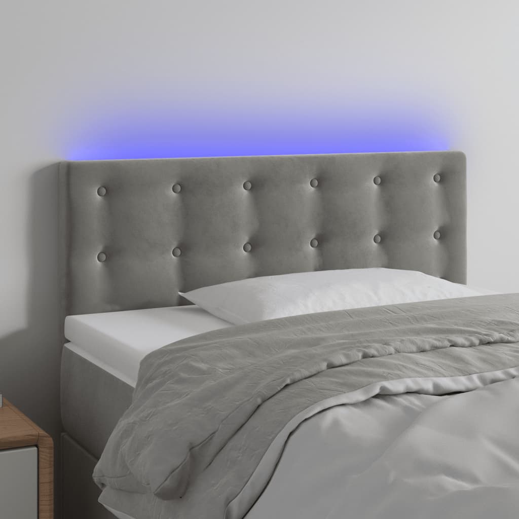 Hoofdbord LED 100x5x78/88 cm fluweel lichtgrijs is nu te koop bij PeponiXL, paradijselijk wonen!
