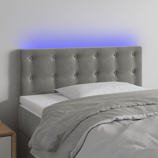 Hoofdbord LED 100x5x78/88 cm fluweel lichtgrijs is nu te koop bij PeponiXL, paradijselijk wonen!