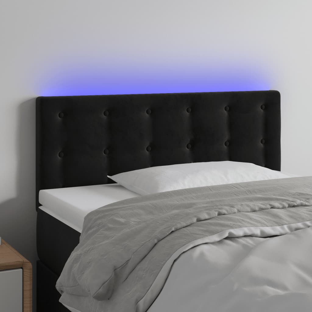 Hoofdbord LED 100x5x78/88 cm fluweel zwart is nu te koop bij PeponiXL, paradijselijk wonen!