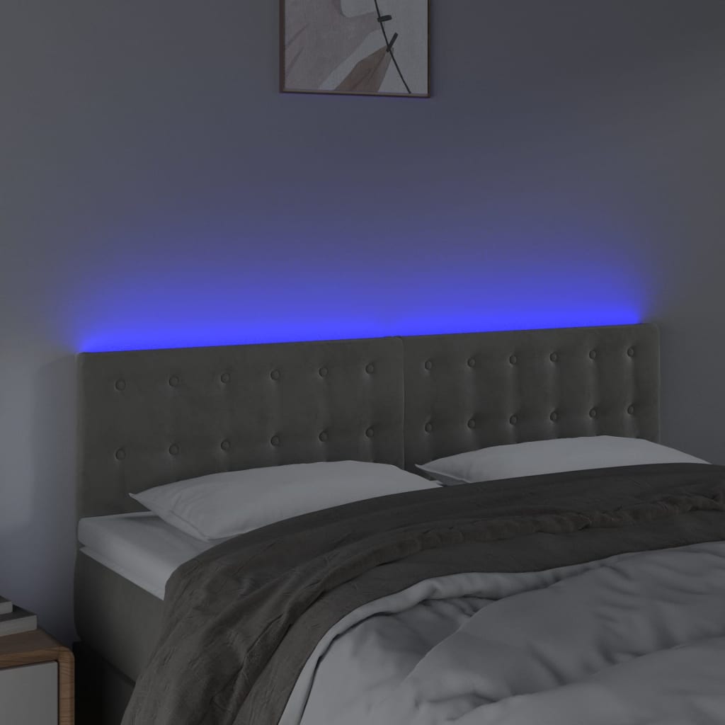 Hoofdbord LED 144x5x78/88 cm fluweel lichtgrijs is nu te koop bij PeponiXL, paradijselijk wonen!