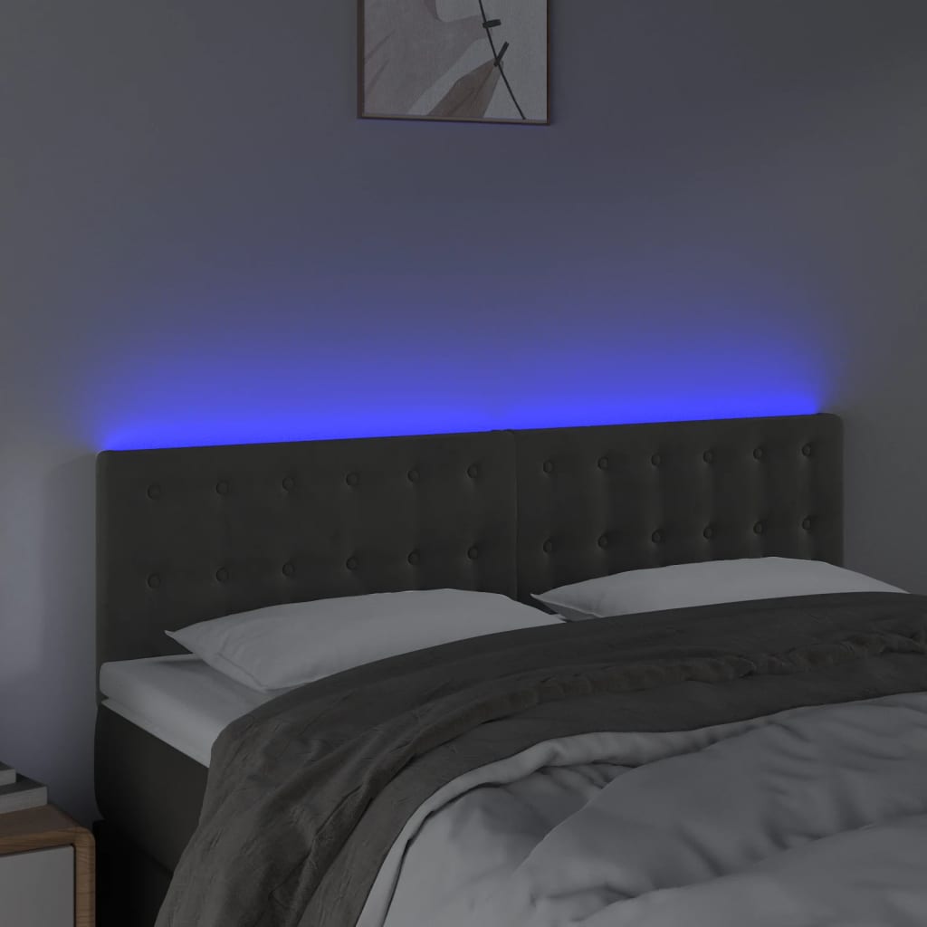 Hoofdbord LED 144x5x78/88 cm fluweel donkergrijs is nu te koop bij PeponiXL, paradijselijk wonen!