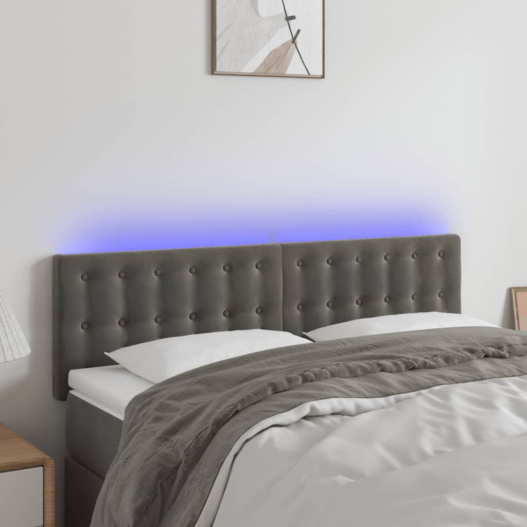 Hoofdbord LED 144x5x78/88 cm fluweel donkergrijs is nu te koop bij PeponiXL, paradijselijk wonen!