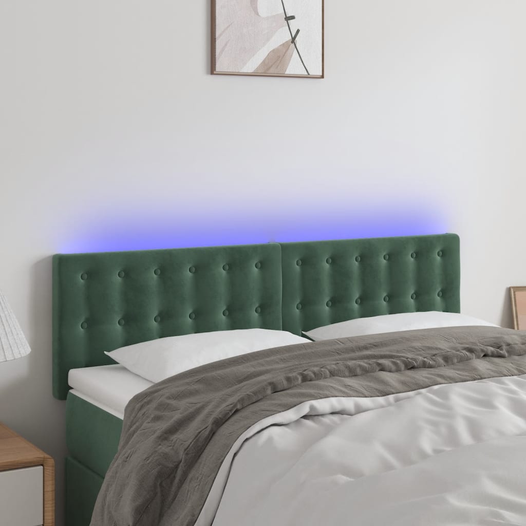 Hoofdbord LED 144x5x78/88 cm fluweel donkergroen is nu te koop bij PeponiXL, paradijselijk wonen!