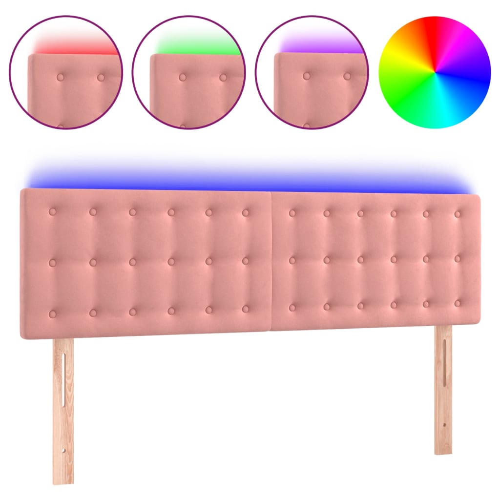 Hoofdbord LED 144x5x78/88 cm fluweel roze is nu te koop bij PeponiXL, paradijselijk wonen!