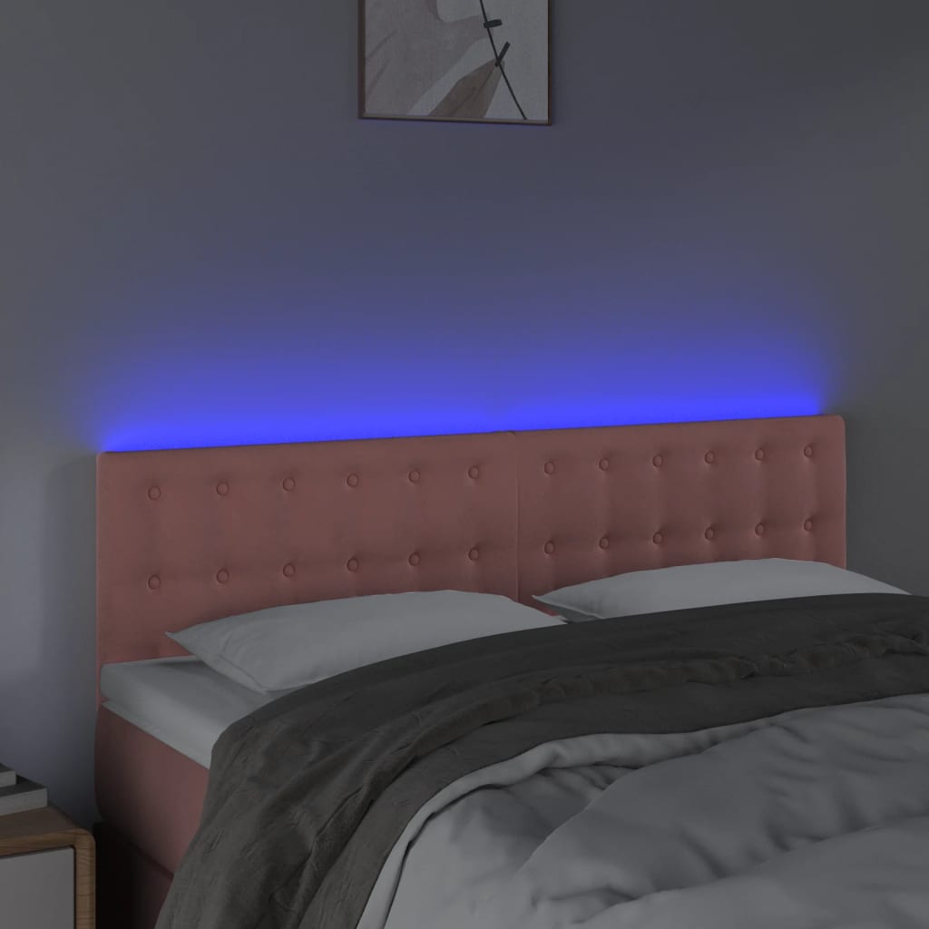 Hoofdbord LED 144x5x78/88 cm fluweel roze is nu te koop bij PeponiXL, paradijselijk wonen!