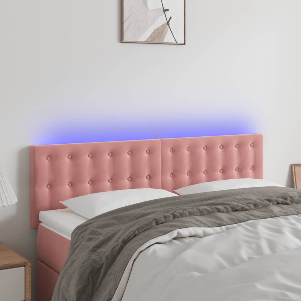 Hoofdbord LED 144x5x78/88 cm fluweel roze is nu te koop bij PeponiXL, paradijselijk wonen!