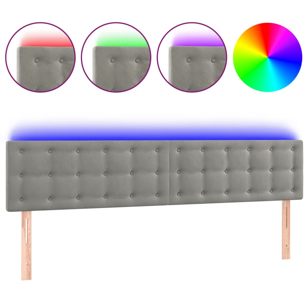 Hoofdbord LED 160x5x78/88 cm fluweel lichtgrijs is nu te koop bij PeponiXL, paradijselijk wonen!
