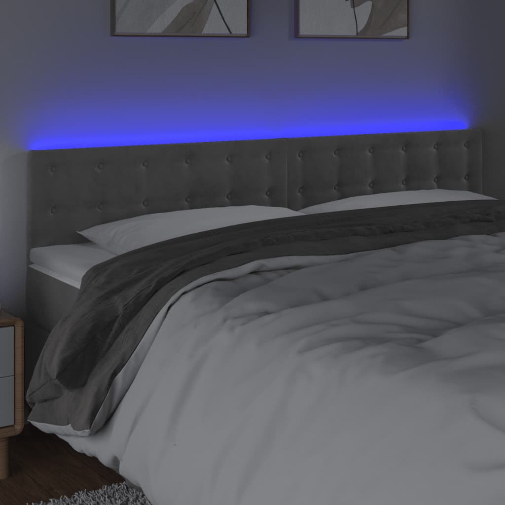 Hoofdbord LED 160x5x78/88 cm fluweel lichtgrijs is nu te koop bij PeponiXL, paradijselijk wonen!