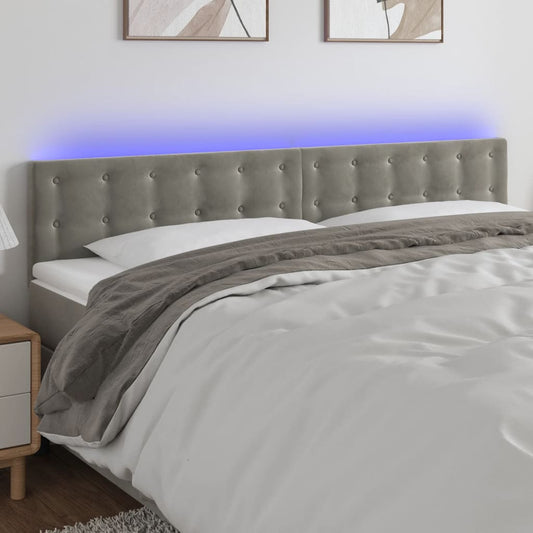 Hoofdbord LED 160x5x78/88 cm fluweel lichtgrijs is nu te koop bij PeponiXL, paradijselijk wonen!