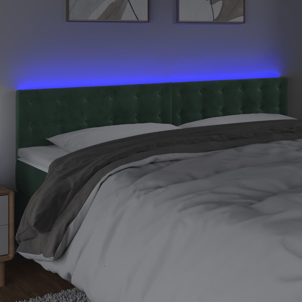 Hoofdbord LED 160x5x78/88 cm fluweel donkergroen is nu te koop bij PeponiXL, paradijselijk wonen!