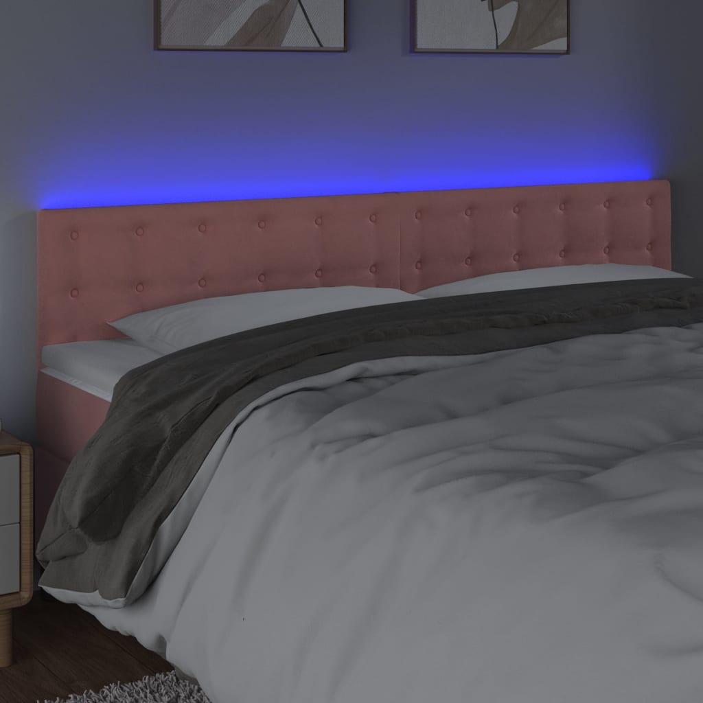 Hoofdbord LED 160x5x78/88 cm fluweel roze is nu te koop bij PeponiXL, paradijselijk wonen!