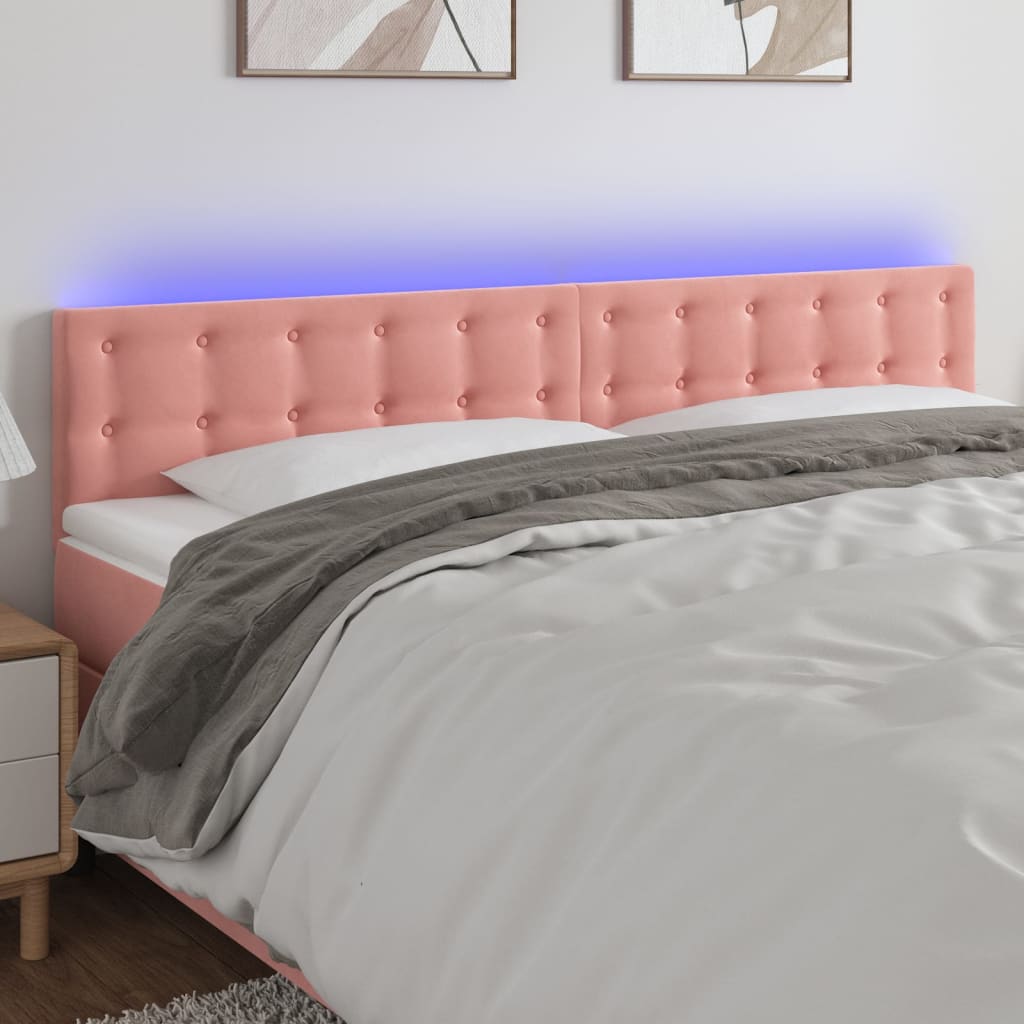 Hoofdbord LED 160x5x78/88 cm fluweel roze is nu te koop bij PeponiXL, paradijselijk wonen!