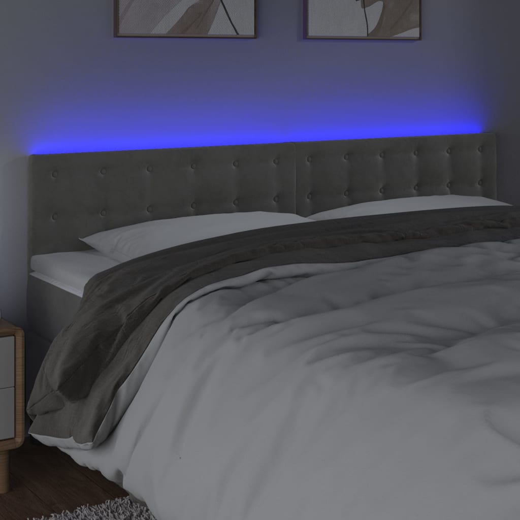 Hoofdbord LED 180x5x78/88 cm fluweel lichtgrijs is nu te koop bij PeponiXL, paradijselijk wonen!
