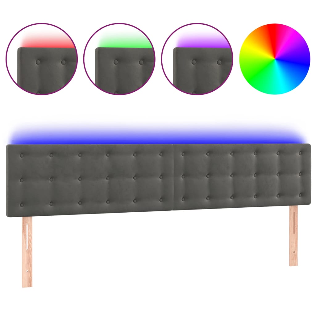 Hoofdbord LED 180x5x78/88 cm fluweel donkergrijs is nu te koop bij PeponiXL, paradijselijk wonen!