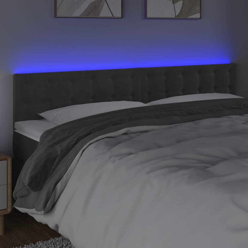 Hoofdbord LED 180x5x78/88 cm fluweel donkergrijs is nu te koop bij PeponiXL, paradijselijk wonen!