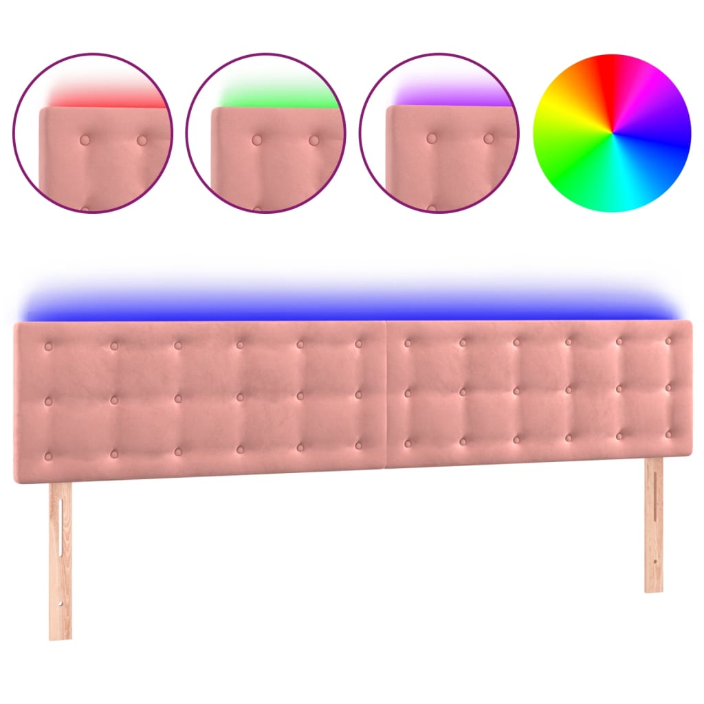 Hoofdbord LED 180x5x78/88 cm fluweel roze is nu te koop bij PeponiXL, paradijselijk wonen!