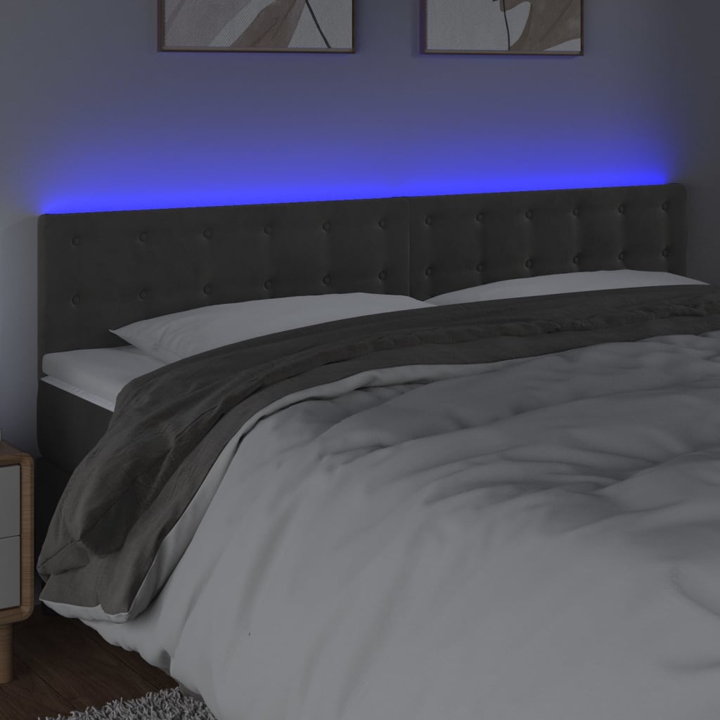 Hoofdbord LED 200x5x78/88 cm fluweel donkergrijs is nu te koop bij PeponiXL, paradijselijk wonen!