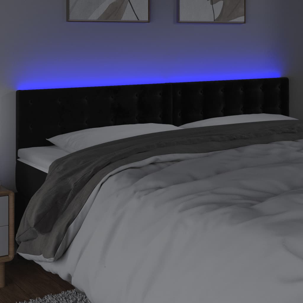 Hoofdbord LED 200x5x78/88 cm fluweel zwart is nu te koop bij PeponiXL, paradijselijk wonen!