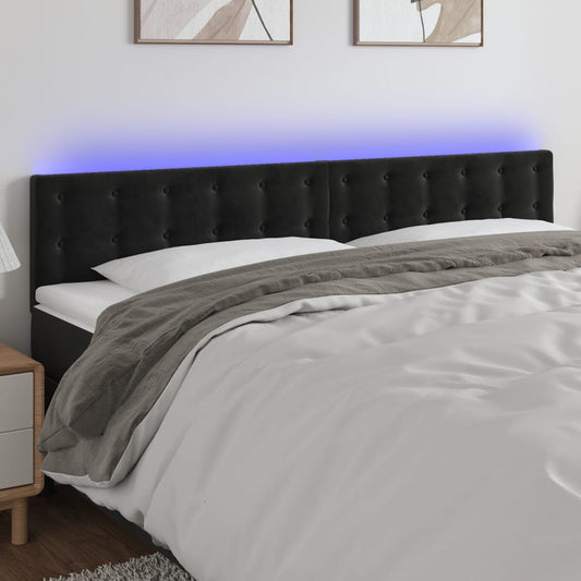 Hoofdbord LED 200x5x78/88 cm fluweel zwart is nu te koop bij PeponiXL, paradijselijk wonen!