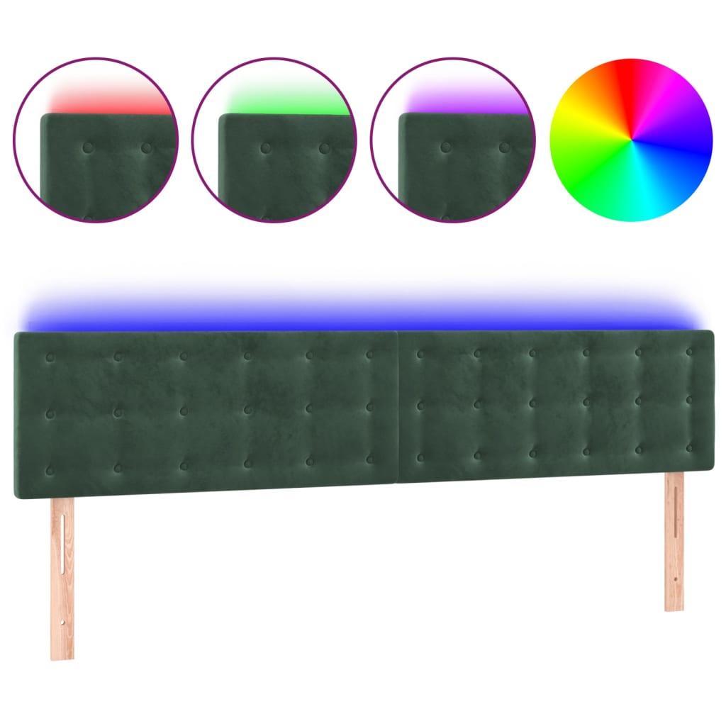 Hoofdbord LED 200x5x78/88 cm fluweel donkergroen is nu te koop bij PeponiXL, paradijselijk wonen!