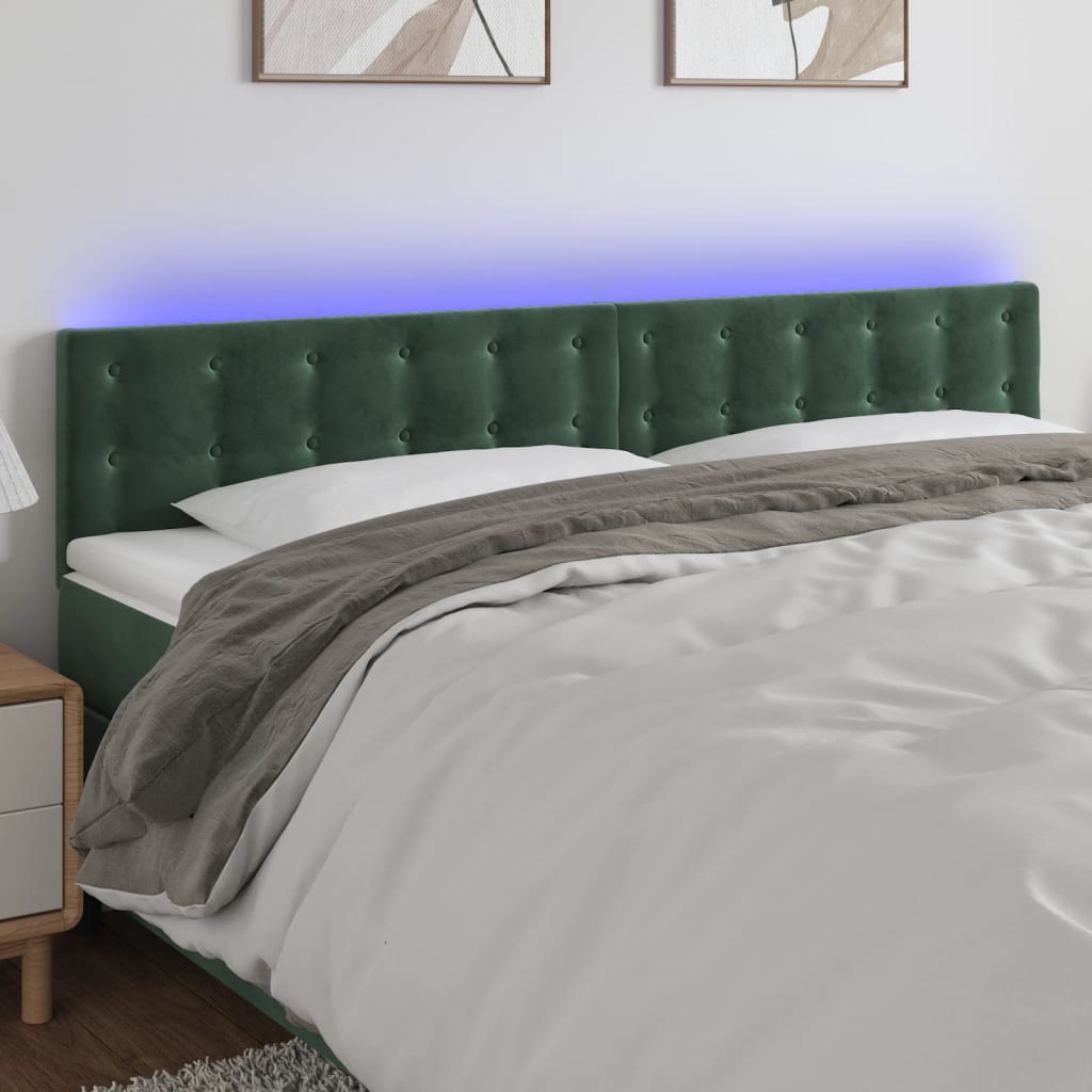 Hoofdbord LED 200x5x78/88 cm fluweel donkergroen is nu te koop bij PeponiXL, paradijselijk wonen!