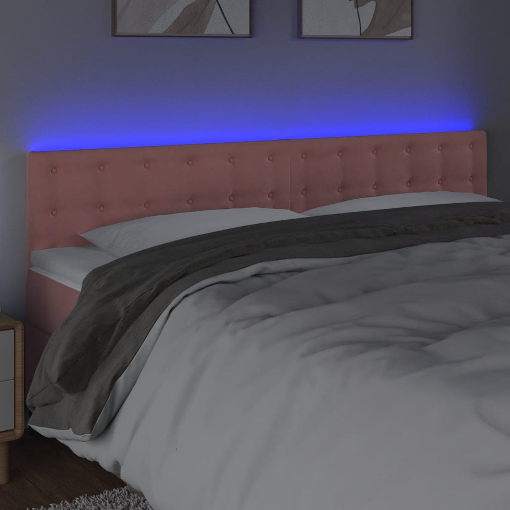 Hoofdbord LED 200x5x78/88 cm fluweel roze is nu te koop bij PeponiXL, paradijselijk wonen!