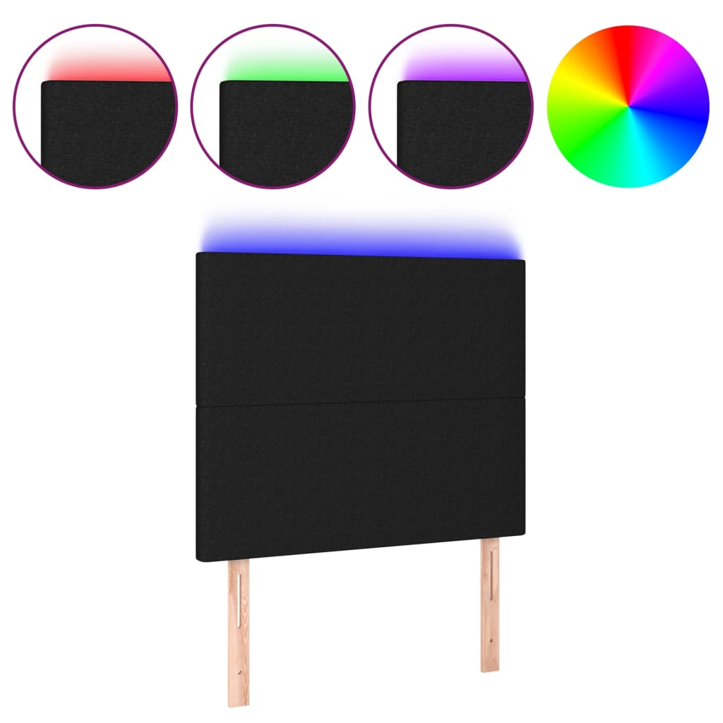 Hoofdbord LED 80x5x118/128 cm stof zwart is nu te koop bij PeponiXL, paradijselijk wonen!