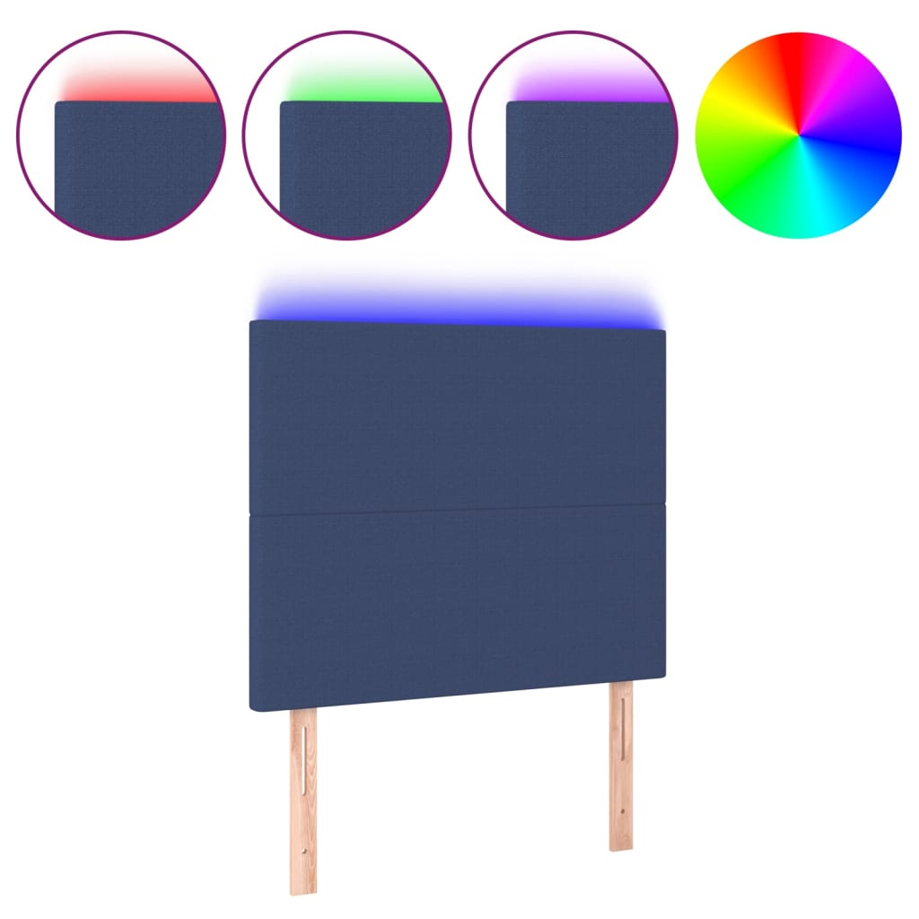 Hoofdbord LED 80x5x118/128 cm stof blauw is nu te koop bij PeponiXL, paradijselijk wonen!