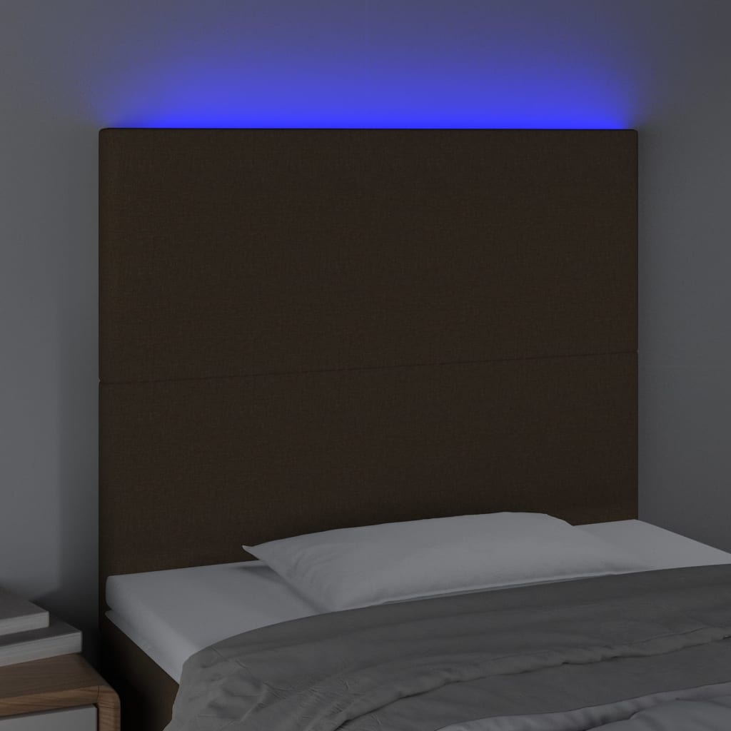 Hoofdbord LED 90x5x118/128 cm stof donkerbruin is nu te koop bij PeponiXL, paradijselijk wonen!