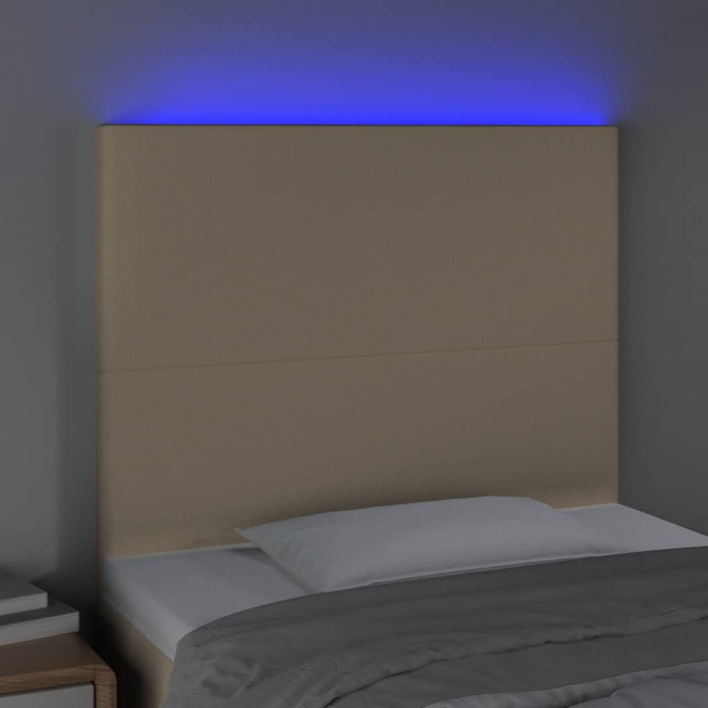 Hoofdbord LED 90x5x118/128 cm stof crèmekleurig is nu te koop bij PeponiXL, paradijselijk wonen!