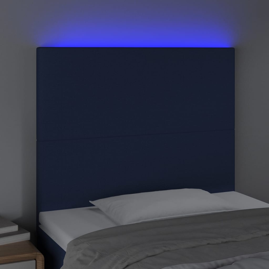 Hoofdbord LED 90x5x118/128 cm stof blauw is nu te koop bij PeponiXL, paradijselijk wonen!