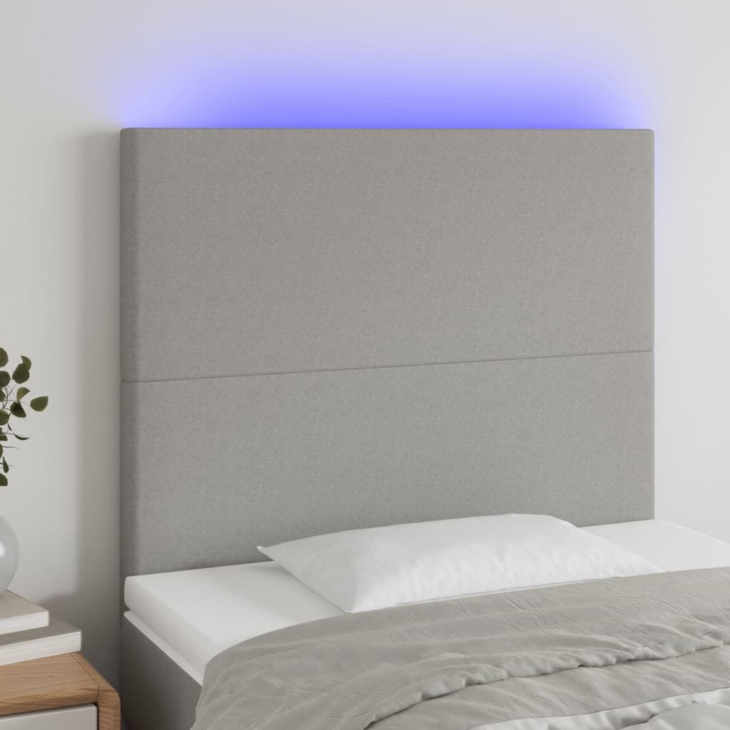 Hoofdbord LED 100x5x118/128 cm stof lichtgrijs is nu te koop bij PeponiXL, paradijselijk wonen!