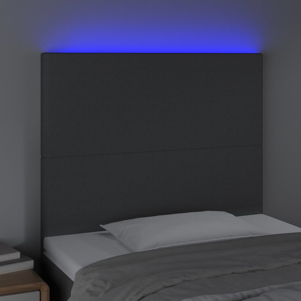 Hoofdbord LED 100x5x118/128 cm stof donkergrijs is nu te koop bij PeponiXL, paradijselijk wonen!
