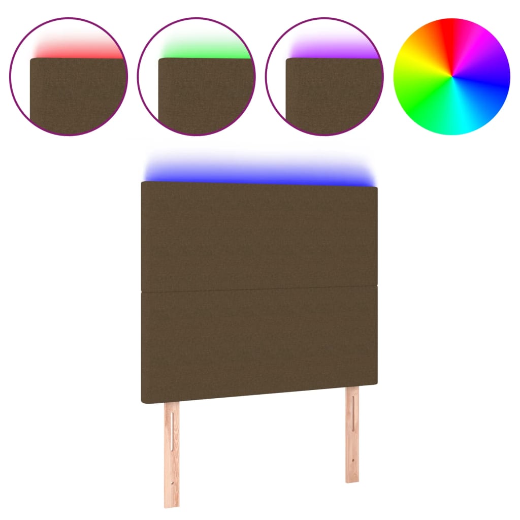 Hoofdbord LED 100x5x118/128 cm stof donkerbruin is nu te koop bij PeponiXL, paradijselijk wonen!