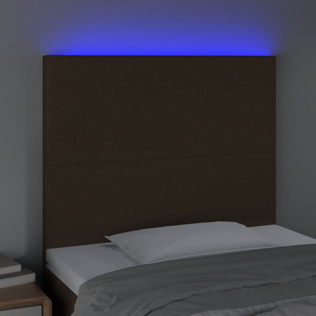 Hoofdbord LED 100x5x118/128 cm stof donkerbruin is nu te koop bij PeponiXL, paradijselijk wonen!