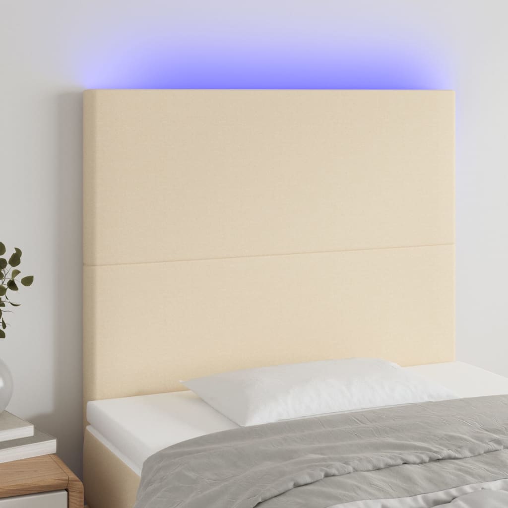 Hoofdbord LED 100x5x118/128 cm stof crèmekleurig is nu te koop bij PeponiXL, paradijselijk wonen!