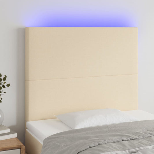 Hoofdbord LED 100x5x118/128 cm stof crèmekleurig is nu te koop bij PeponiXL, paradijselijk wonen!