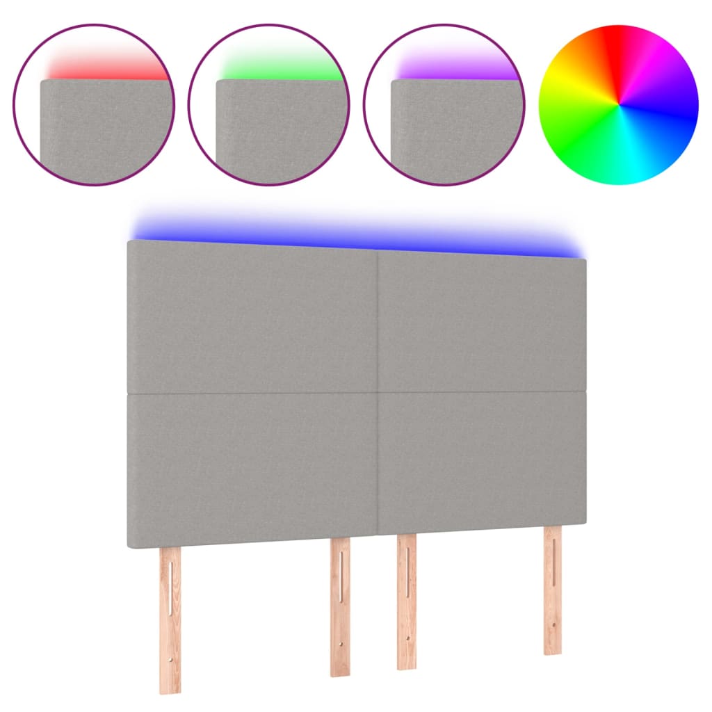 Hoofdbord LED 144x5x118/128 cm stof lichtgrijs is nu te koop bij PeponiXL, paradijselijk wonen!