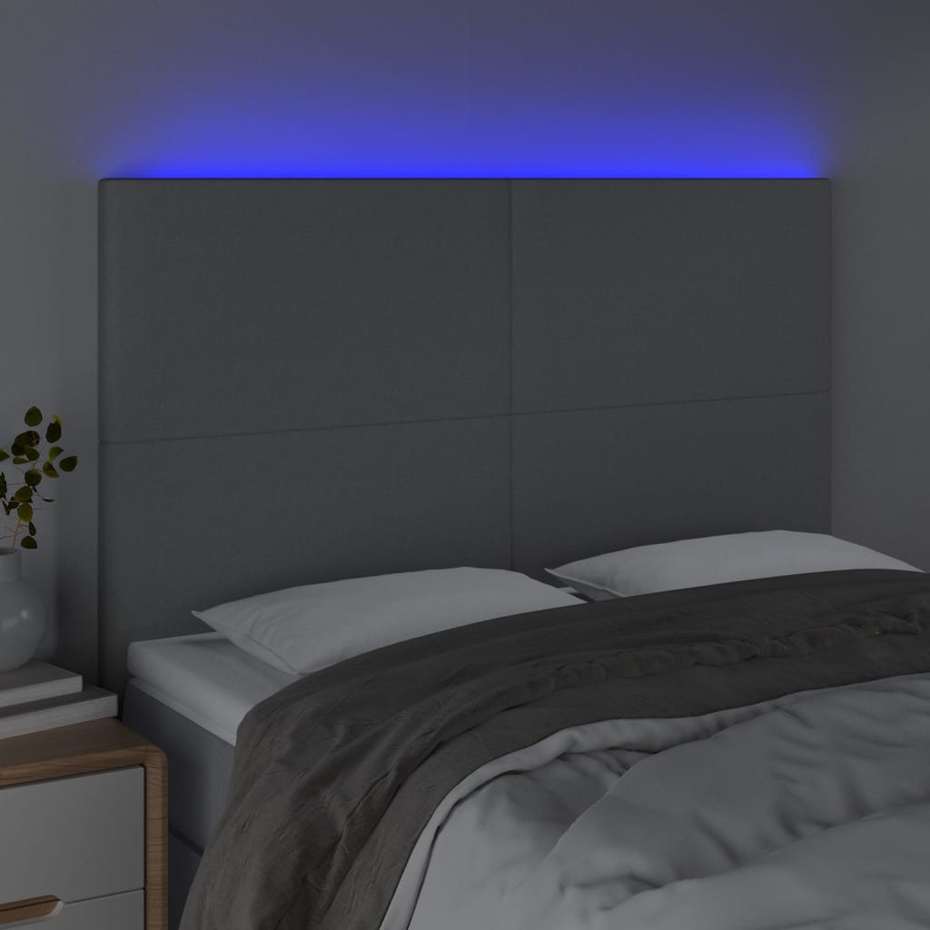Hoofdbord LED 144x5x118/128 cm stof lichtgrijs is nu te koop bij PeponiXL, paradijselijk wonen!