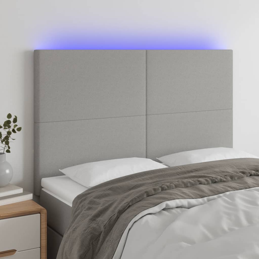 Hoofdbord LED 144x5x118/128 cm stof lichtgrijs is nu te koop bij PeponiXL, paradijselijk wonen!