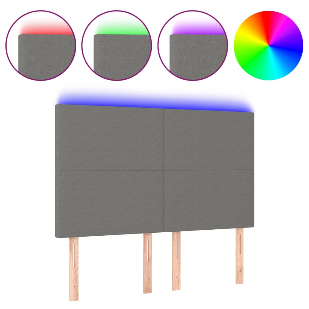 Hoofdbord LED 144x5x118/128 cm stof donkergrijs is nu te koop bij PeponiXL, paradijselijk wonen!