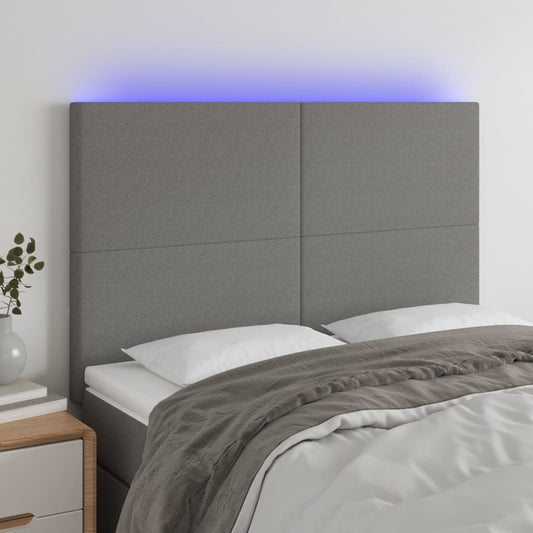 Hoofdbord LED 144x5x118/128 cm stof donkergrijs is nu te koop bij PeponiXL, paradijselijk wonen!