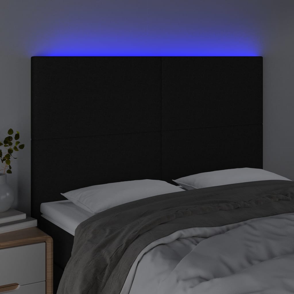 Hoofdbord LED 144x5x118/128 cm stof zwart is nu te koop bij PeponiXL, paradijselijk wonen!