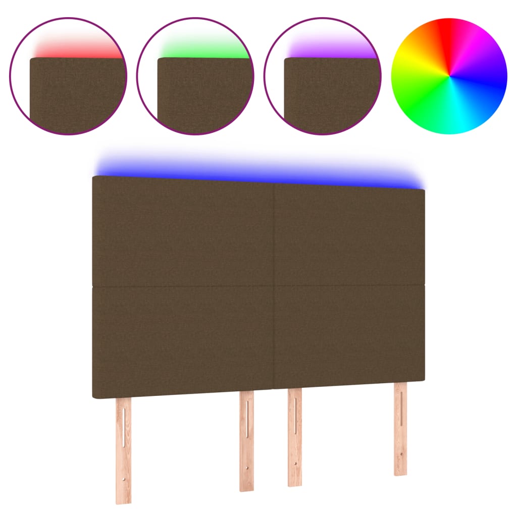 Hoofdbord LED 144x5x118/128 cm stof donkerbruin is nu te koop bij PeponiXL, paradijselijk wonen!